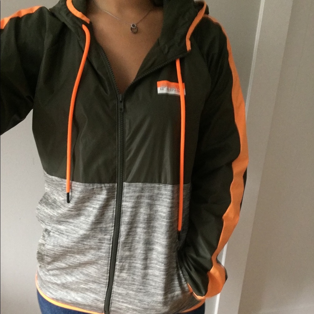VS Pink olive green and orange anorak